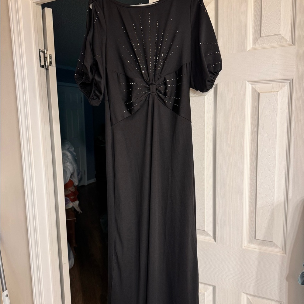 Ever Pretty Black Puff Sleeve Cocktail Dress